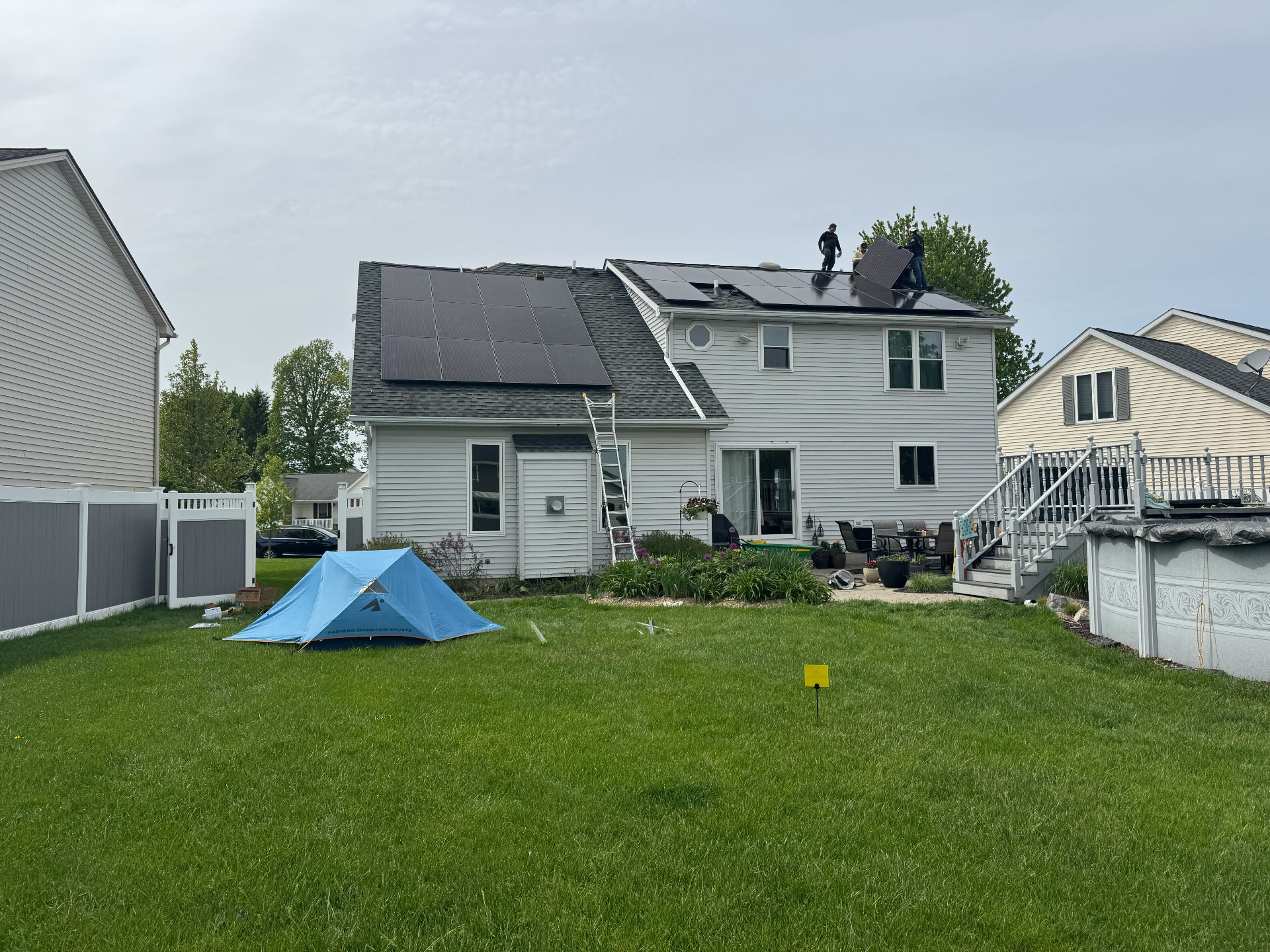 Solar install day in progress in Western New York
