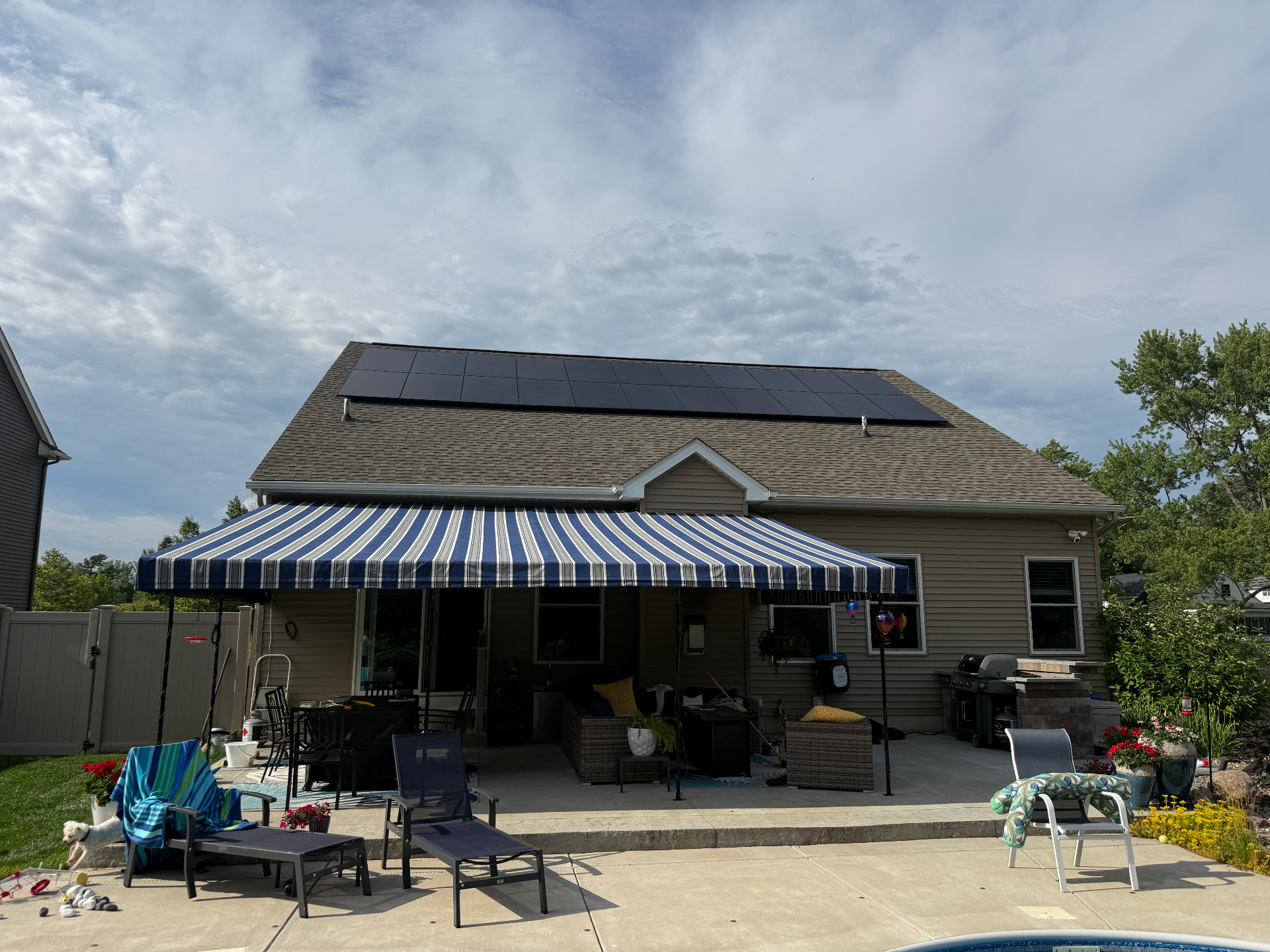 Backyard view of a finished solar install